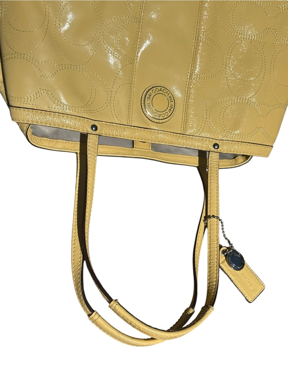Coach Signature Stitched Patent Leather Kiss lock shoulder Bag 2012 (F19215) - Picture 13 of 16